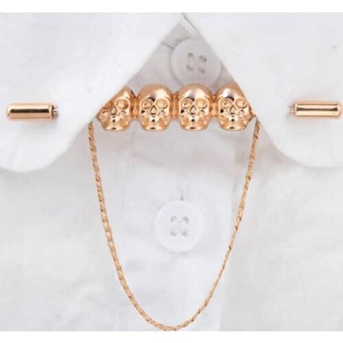 Pin Pin Jewelry Brooch Bar Chain Skull Shirt Head Lapel Pin Collar Tie Necktie