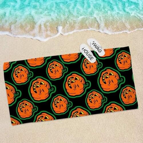 Halloween pumpkin No Sand Free Quick Dry Beach Towel Surf Poncho Bath Summer Swimming Fitness Yoga Bath Towels for Women