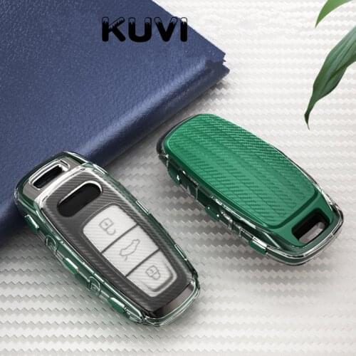 Tpu Carbon Grain style Key Case Cover for Audi A6L A7 A8 Q8 E-tron C8 D5 2018 2019 2020 Remote Key FOB Shell Bag Protection