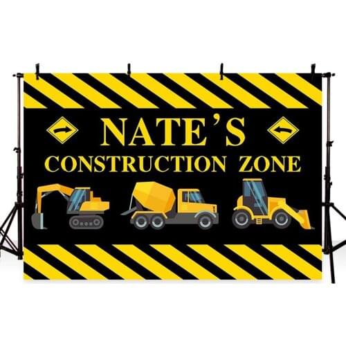Birthday Party Photography Backdrops Construction Zone Banner Photo Background Photocall Printed Backdrop Customizable