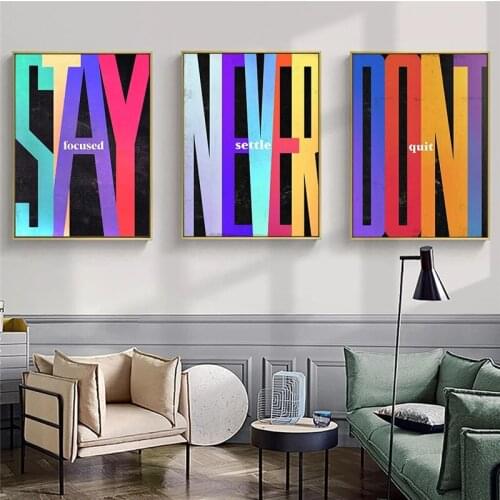 Canvas Stay Focused Don't Quit Never Settle Canvas Painting Artwork Modern Pop Street Art Motivational Wall Art for Home Decor