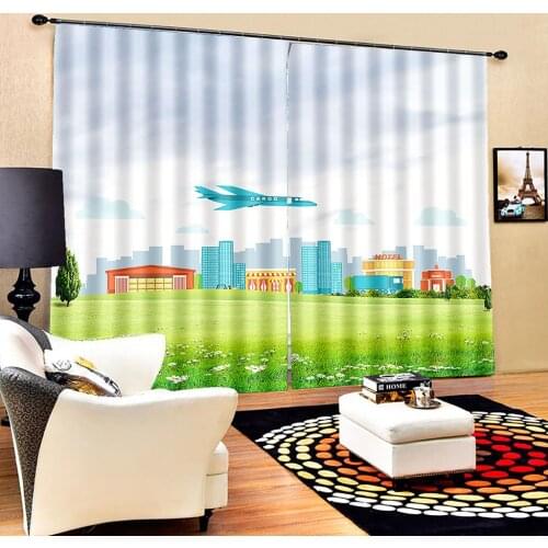 Customized 3d curtains simple and fresh modern green scenery curtains Thickened blackout curtains