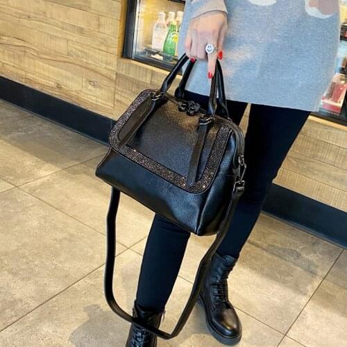 Leather Ladies Handbag Bag 2021 New Korean Fashion Shoulder Messenger Bag Handbag with Leather Diamond Womens Bag Digging Bags