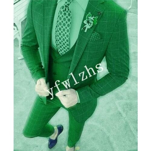 Handsome One Button Groomsmen Notch Lapel Groom Tuxedos Wedding Dress Men Suits Blazer Prom Dinner (Jacket+Pants+Tie+Vest) A157
