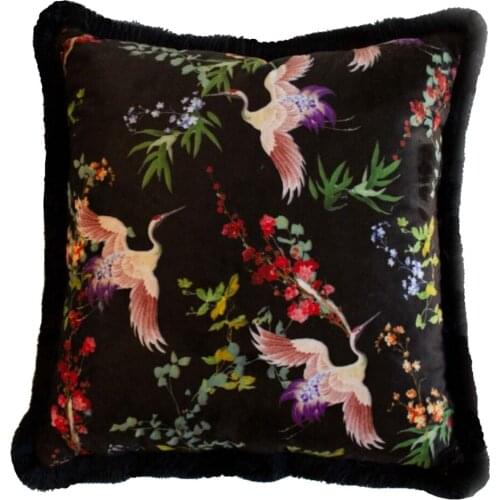 Square Pillowcase And Pillow Inside 450x450 Zippered Colorful Bird Velvet Fabric Frilly Models Decorative Sofa Home Cushions