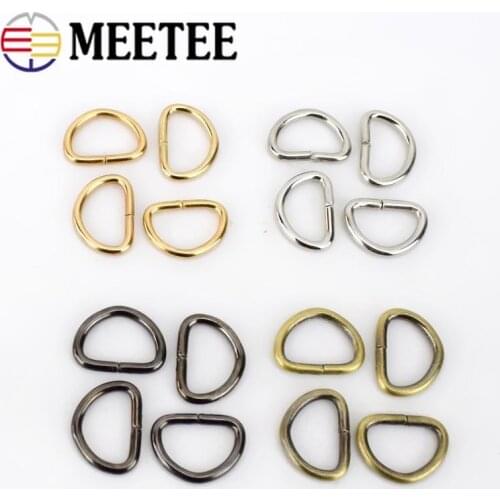 Meetee 100/300/500pcs 10mm D Ring Buckle Metal Opening Dog Collar Chain Webbing Rings Buckles DIY Bag Hardware Accessories BF073
