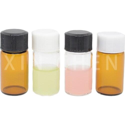 10Pcs Mini Amber Glass Bottles Medicine Sample Vials Laboratory Powder Reagent Containers with Screw Lids 2ml 3ml 5ml 10ml