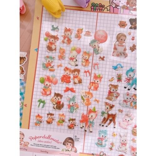 Cute Cartoon Stickers Kawaii Stationery Stickers Paper Adhesive Sticker For Kids DIY Scrapbooking Albums Supplies