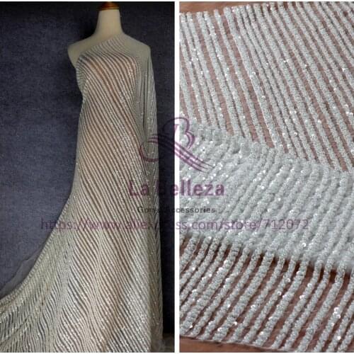 New ivory simple line super heavy handmade beading lace fabric 1 yard wedding/bridal dress lace fabric 51'' width SN171208