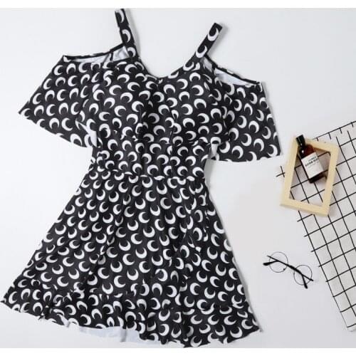 2021 New Push Up Swimwear Ruffles Off Shoulder One Piece Swimsuit Black Women Swim Beach Dress Tummy Control Female Bathing Suit