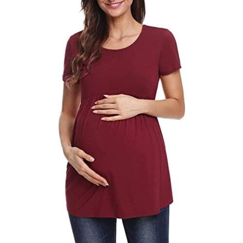 New Fashion Mom Pregnancy Top Womens Fashion Short Sleeve Cotton T-shirt Stripe Nursing Maternity Top Pregnancy Clothes