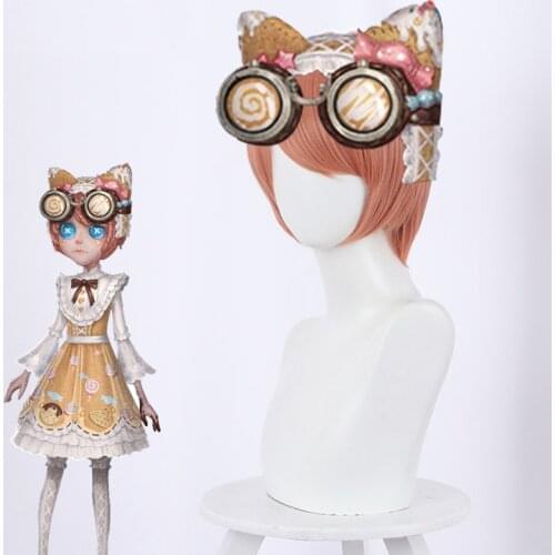 Identity V Mechanic Tracy Reznik Cosplay Wigs Candy Girls Orange Pink Short Synthetic Hair Wig for Halloween Party Role Play