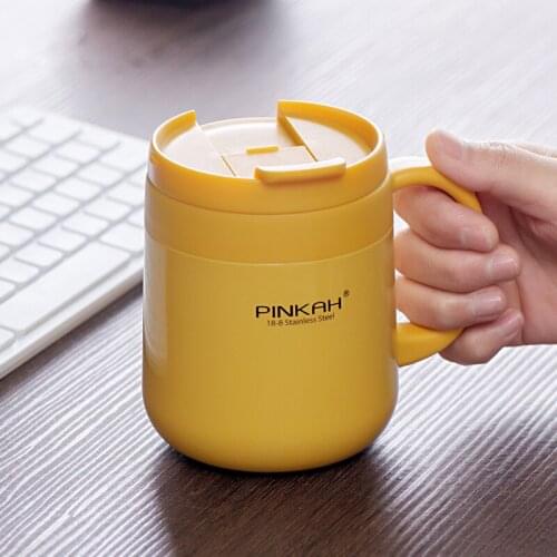 Pinkah 340&460ML 304 Stainless Steel Thermos Mugs Office Cup With Handle With Lid Insulated Tea mug Thermos Cup Office Thermoses