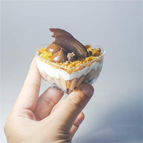 25PCS 130ml Plastic Heart Dessert Appetizer Cups Yogurt Mousses Pudding Cups Dessert Container Kitchenware Party Supplies