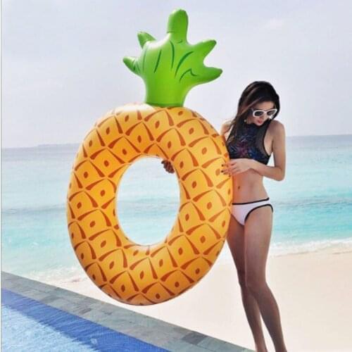 Adults Swimming Ring Large Size Eco-friendly Inflatable Swimming Tire Pineapple Motif Lounge Bed For Swimming