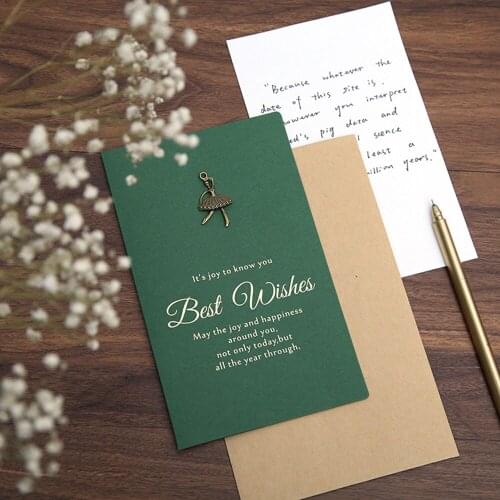 Greeting Card+envelope Vintage Greeting Card Thank You Card Handmade Birthday Card Envelope Invitation Letter Stationery Gift