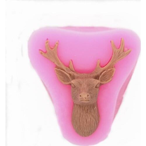 Silicone mould 6*5.5cm xmas elk head fondant cake decoration mold handmade resin clay mold
