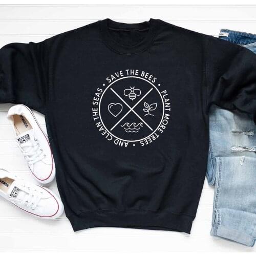 90s Retro Plant More Trees And Clean The Seas Eco Sweatshirt Vintage Women Vegan Pullovers Casual Vegetarian Ethical Sweatshirts