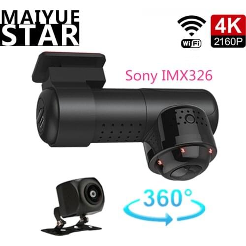4K 2160P Mini 360" Panorama Car DVR Sony IMX326 Camera Novatek 96660 Recorder Wifi HD Night Vision 24 Hours Parking Monitoring