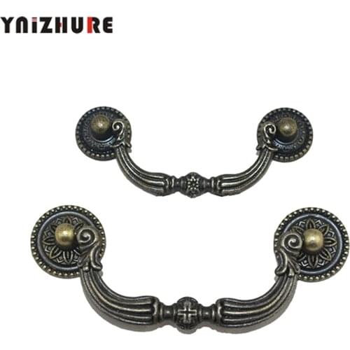 Vintage European Style Wooden Wine Gift Box Furniture Handle Knobs Tracery Arch Bronze Tone,Zinc Alloy Handles,1PC