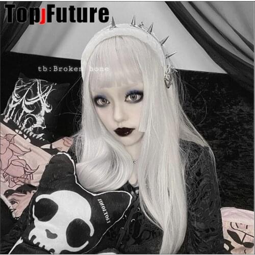 Harajuku Gothic furry Willow nail hair hoop Women Girls Women Caps Streetwear punk Decorative hair hoop Lolita cosplay hat