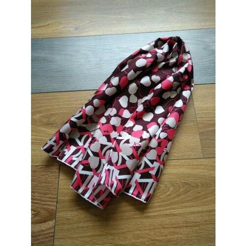 2019 new arrival spring sweet heart pattern 100% pure silk scarf twill hand made roll 90*90 cm shawl wrap for women lady