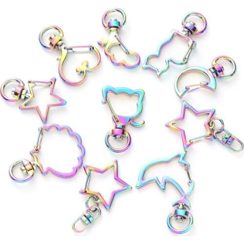 10pcs Metal Snap Hook Lobster Clasp Lanyard with Keyring Keychain Key Chain W0YA