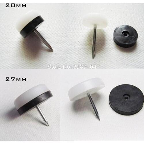 12pcs Heavy Duty DOUBLE PAD White Nylon Furniture Chair Table Cabinet Leg Feet Bottom Protector Glides Slide Nail on 20mm 27mm