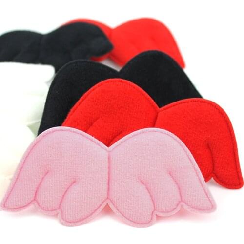 25Pcs 5*10.5cm Big double side Plush Angel wing shape Padded Appliques for Babys headwear Crafts Decor hairpin Accessories