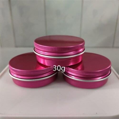 30g Rose Red Small Tin Packing Box Refillable Containers Aluminum Cosmetic Storage Jars Cosmetic Screw Top Sample Containers