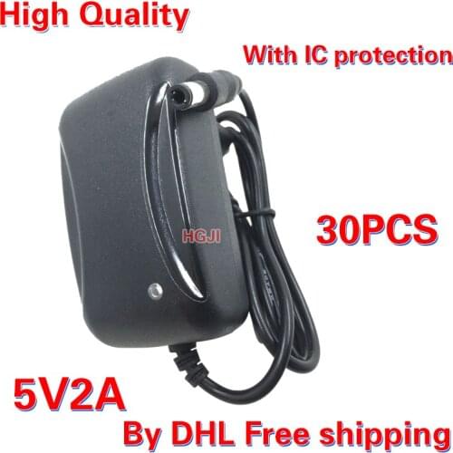 30pcs Free shipping 5v2a adapter 5V 2A AC 100V-240V Converter Adapte to DC 5v2000ma power adapter DC5.5*2.5/2.1mm