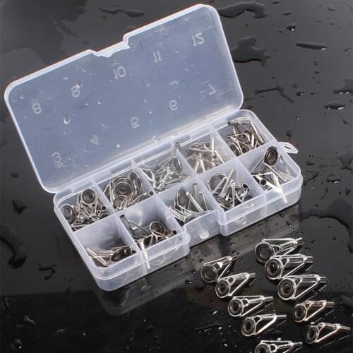 4packs/lot 80Pcs Fishing Rod Guide Guides Tip Set Repair Kit DIY Eye Rings Stainless Steel Frames