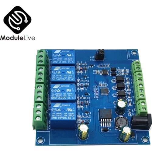 4CH Modbus Relay Module 4 Bit Modbus-RTU Switch Signal Input Output RS485 TTL Controller MCU for Digital Detect Power Control