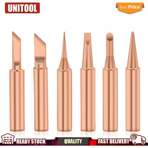 6 Pieces Internal Heating Pure Copper Soldering Tip Set Electric Welding Iron Nozzle Head 900M Solder Stations Tool