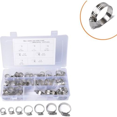 Car 60 Pieces Stainless Steel Adjustable 6-38mm Range Worm Gear Hose Clamp Fuel Line Clamp for Plumbing Mechanical Applications