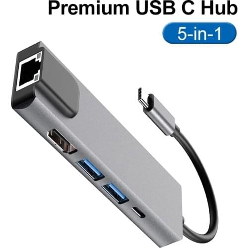 HW-TC21 Type C USB C To HDMI Ethernet RJ45 LAN PD USB3.0 Converter Adapter For MacBook Pro Samsung Galaxy Book Lenovo