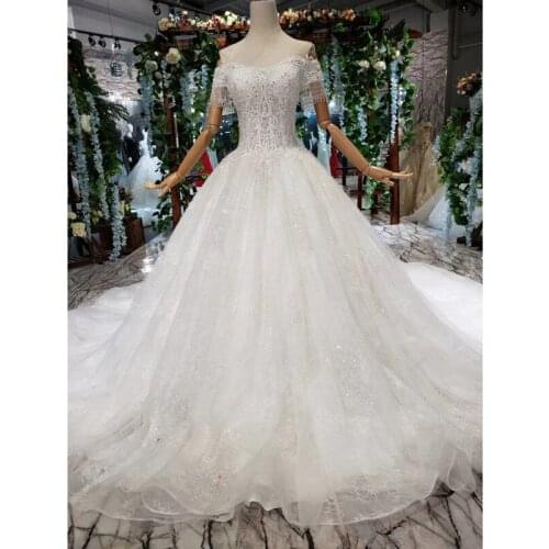 BGW HT42116 Princess Wedding Dresses With Train Off Shoulder A-line Wedding Gowns Simple Free Shipping Vestido De Noiva Simples