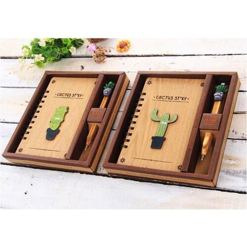 Handmade Sunflower Wooden Cover Notebook Journals with Ballpoint Pen Perfect Gift Set for Travel Diary Art Sketchbook Notebook