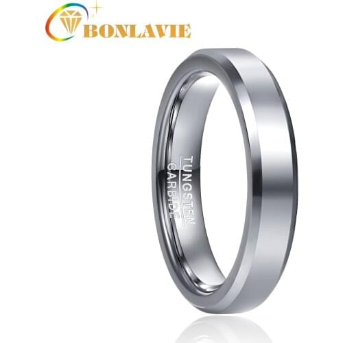 BONLAVIE 4mm 6mm 8mm Wide Polished Steel Round Simple Tungsten Steel Ring Men and Women Jewelry Wedding Bands