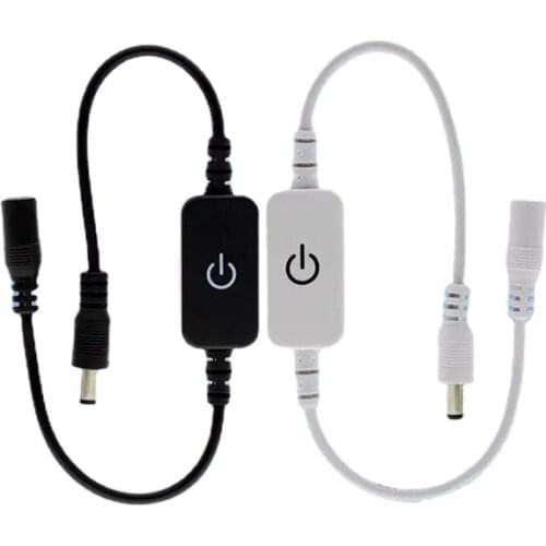 Black/White 4A LED Strip Touch Switch Dimmer Brightness Control with DC Female Male Plug for 5050/3528 Single Color Strip Lights