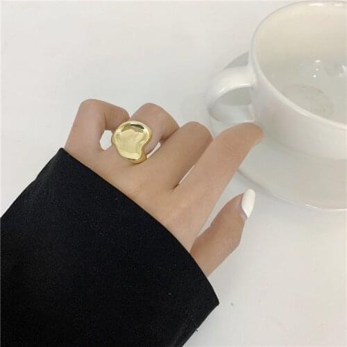 Gold Silver Color Irregular Wide Rings for Women Exaggerated Geometric Glossy Ring Statement Unusual Goth Rings Party Jewelry