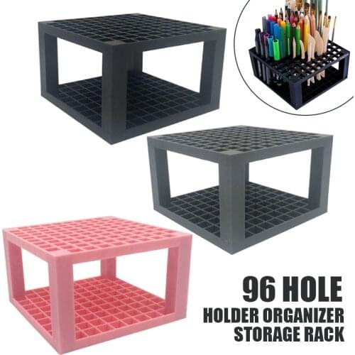 96 Holes Pencil Brush Holder Detachable Pencil Holder Organizer Storage Paint Brushes Markers Rack Pink/Gray/Black