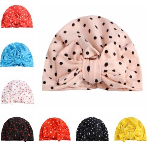 Baby Point Print Bonnet Big Bow Hats for Girls Winter Autumn Cotton Soft Skin-friendly Warm Cap Beanie Hats Clothes Accessories
