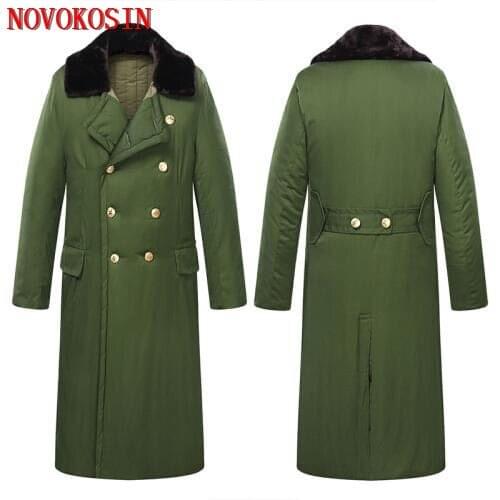 Army Green Men Long Cotton Overcoat Security Guard Winter Warm Thicken Lengthen Women Velvet Padded Outdoor Wind Resistance Wear