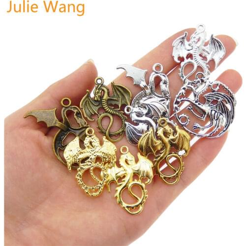 Julie Wang 11PCS Mixed Demon Dragons Alloy Charms Collection Antique Colors Pendant Earrings Findings Jewelry Making Accessory