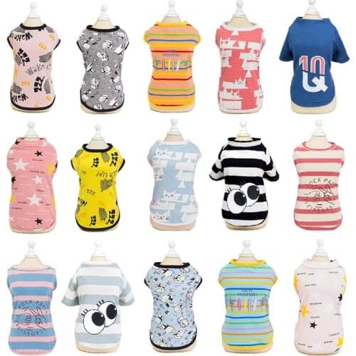 T-shirt Soft Puppy Dog Clothes Cute Pet Cat Vest Cartoon Dog Shirt Summer Casual Vests for Small Large Dogs Kitty Pet Supplies