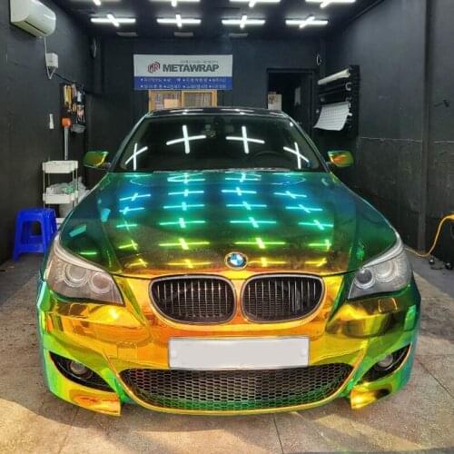 18mx1.35m Holographic Chameleon Green Orange Neo Chrome Whole Car Body Vinyl Wrap Film Sheet Roll Sticker Decals Color Changing