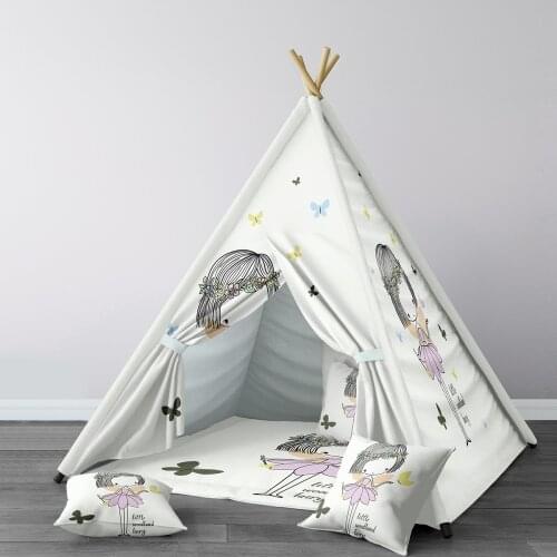 Play Tent for Kids Wigwam Portable Indoor Playground Tents Children Bedrooms White Fairy Girl Butterfly Model 145