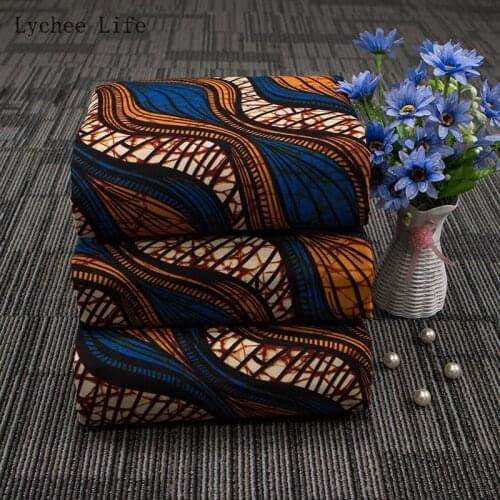 Lychee Life 1Yard Ankara African Real Wax Prints Fabric Polyester Sewing Fabric For Women Dress Decoration