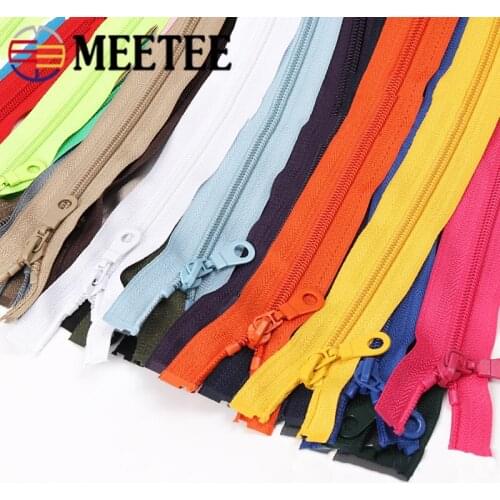 Meetee 5pcs 70cm/80cm Single Open-End Nylon 5# Zipper Auto Lock Zips for Jacket Sportswear Sew Zippers DIY Garment Zip Material